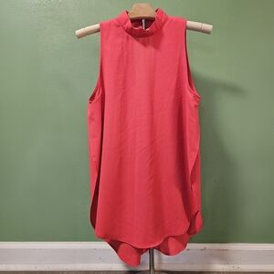 Paper Crane‎ Sleeveless Slit Sides Coral Pink Blouse